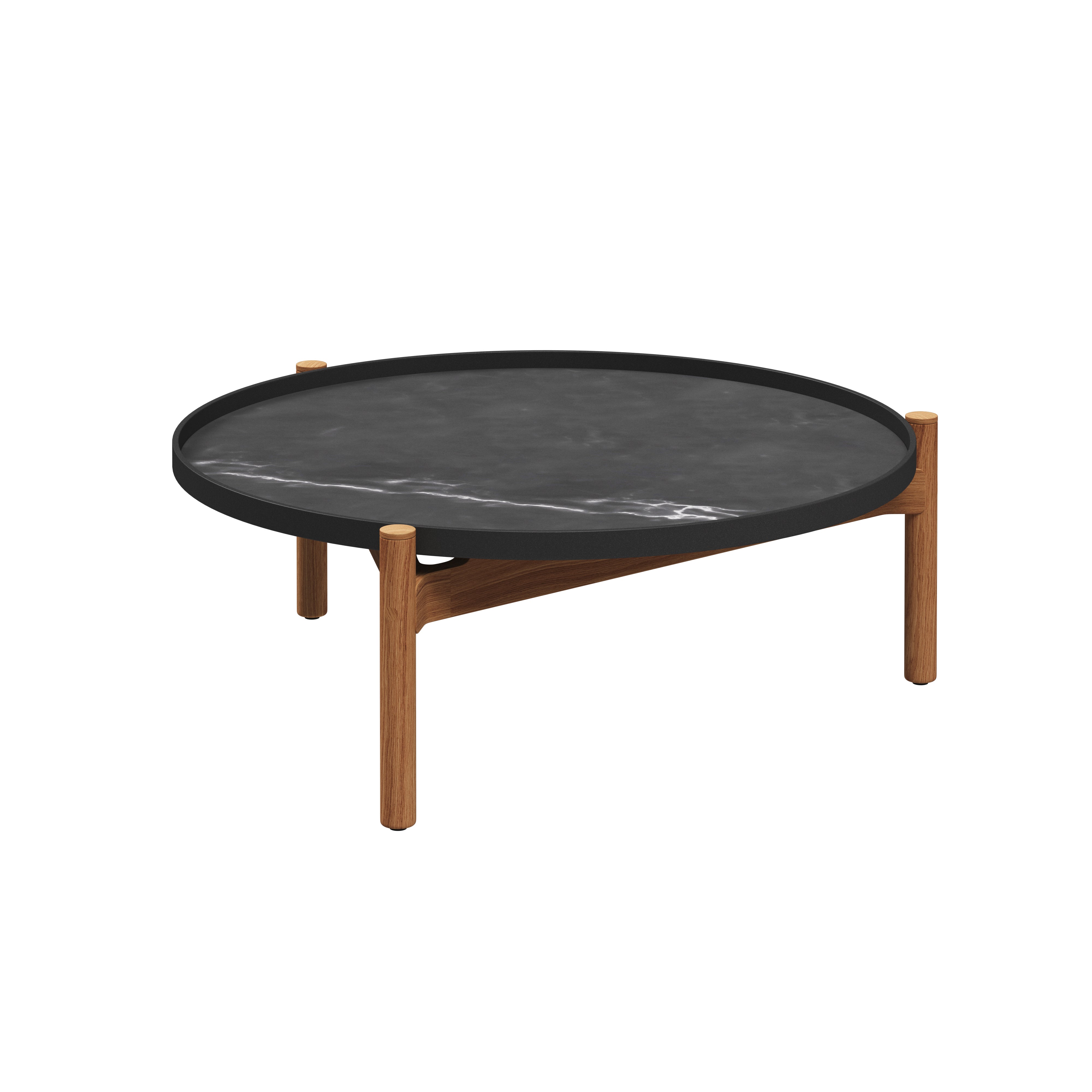 SEPAL Couchtisch Ø 87 cm Teak/Ceramic nero