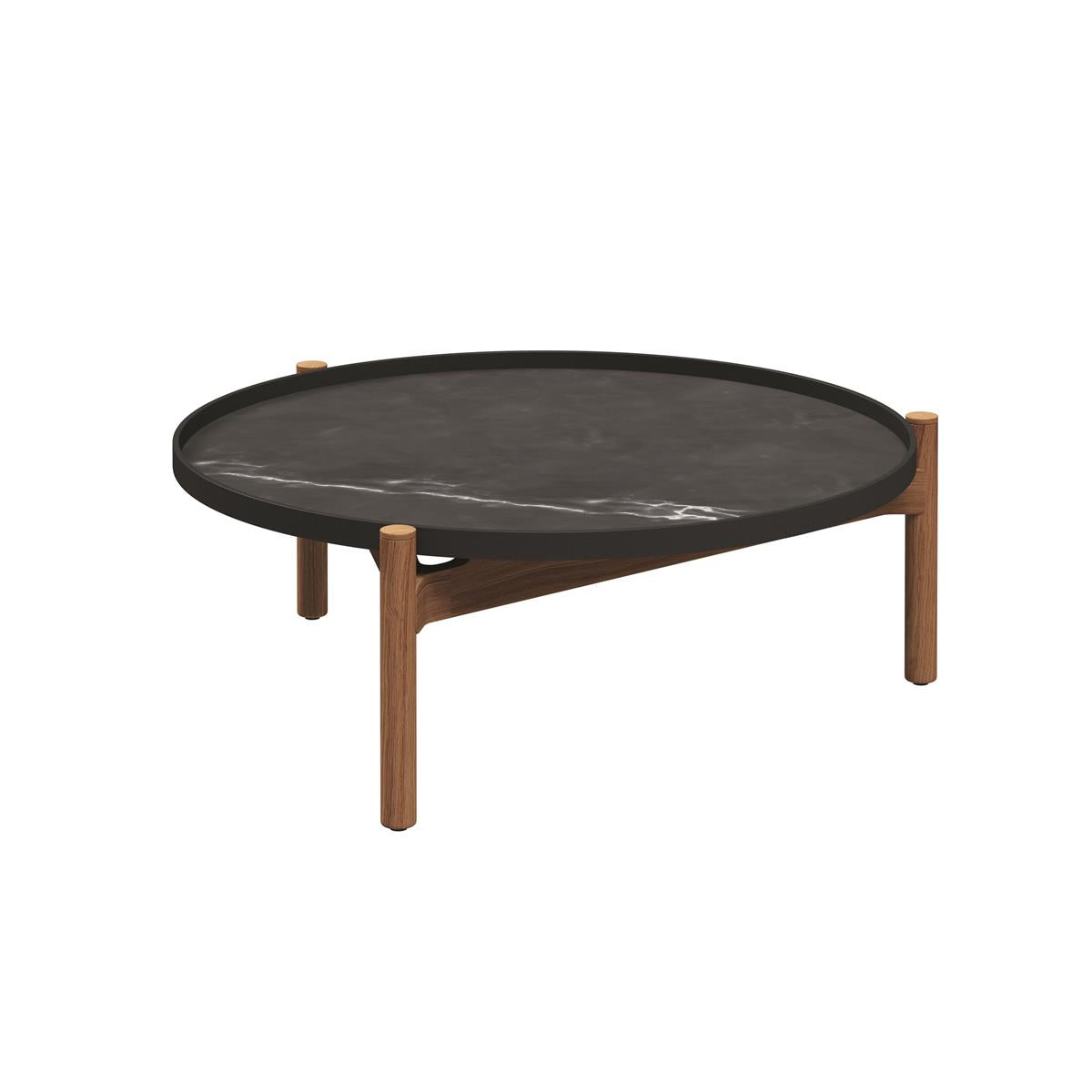 SEPAL Couchtisch Ø 87 cm Teak/Ceramic nero