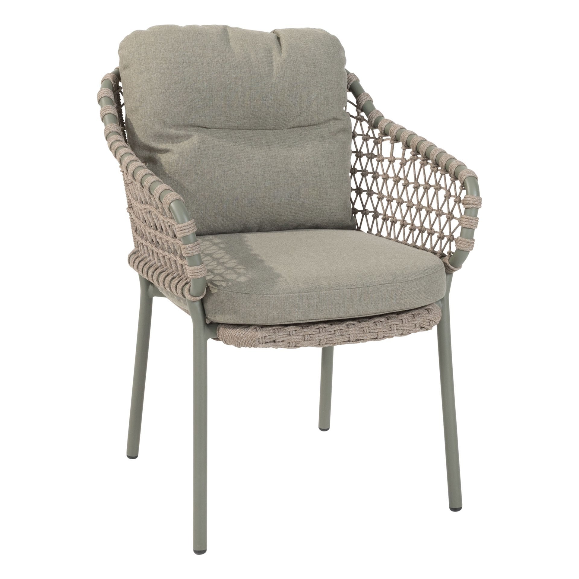 Luna Dining Sessel, mit Kissen, olive stapelbar