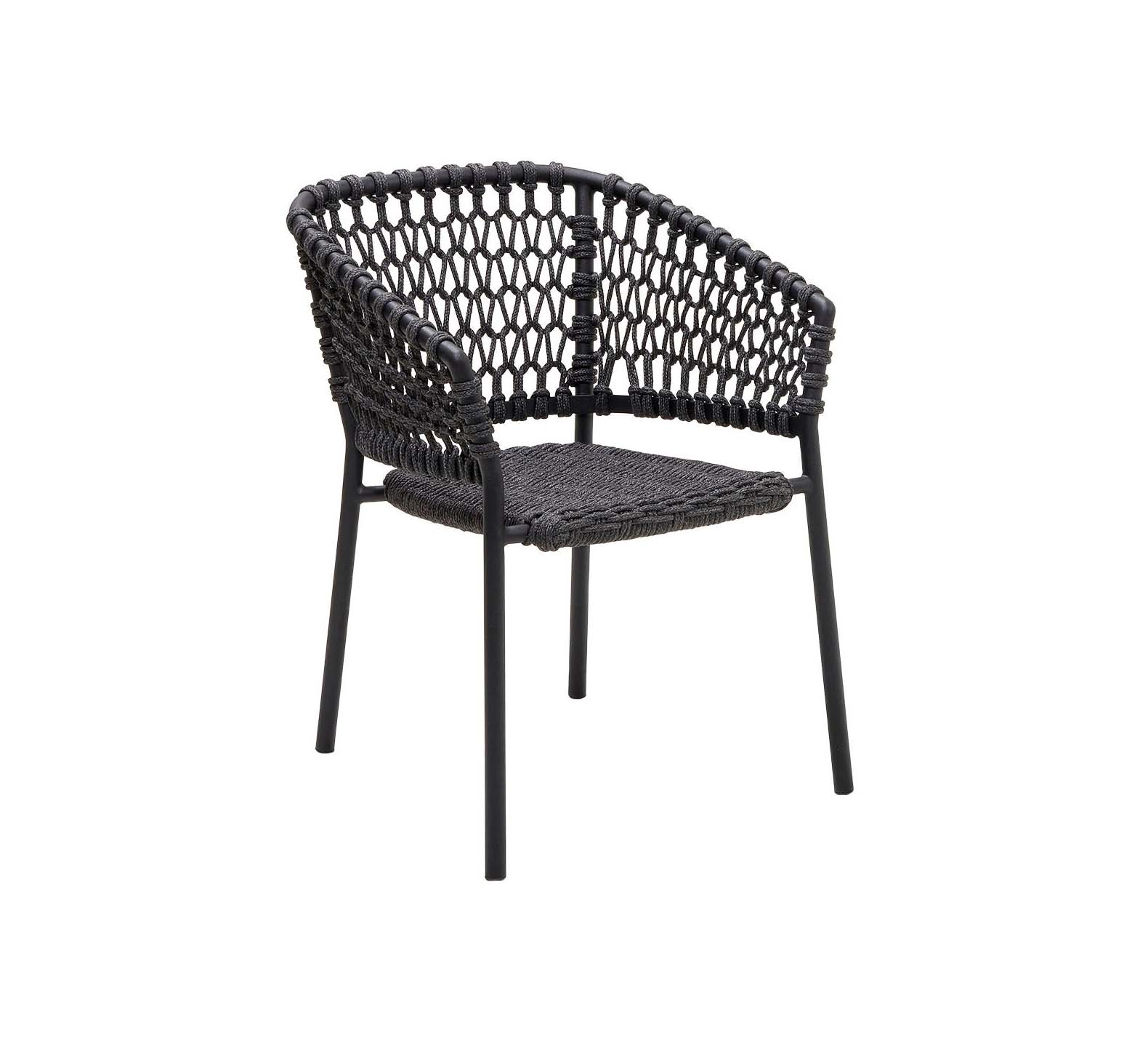 Ocean Dining Stapelsessel Dark grey Cane Line Softrope inkl. Kissensatz
