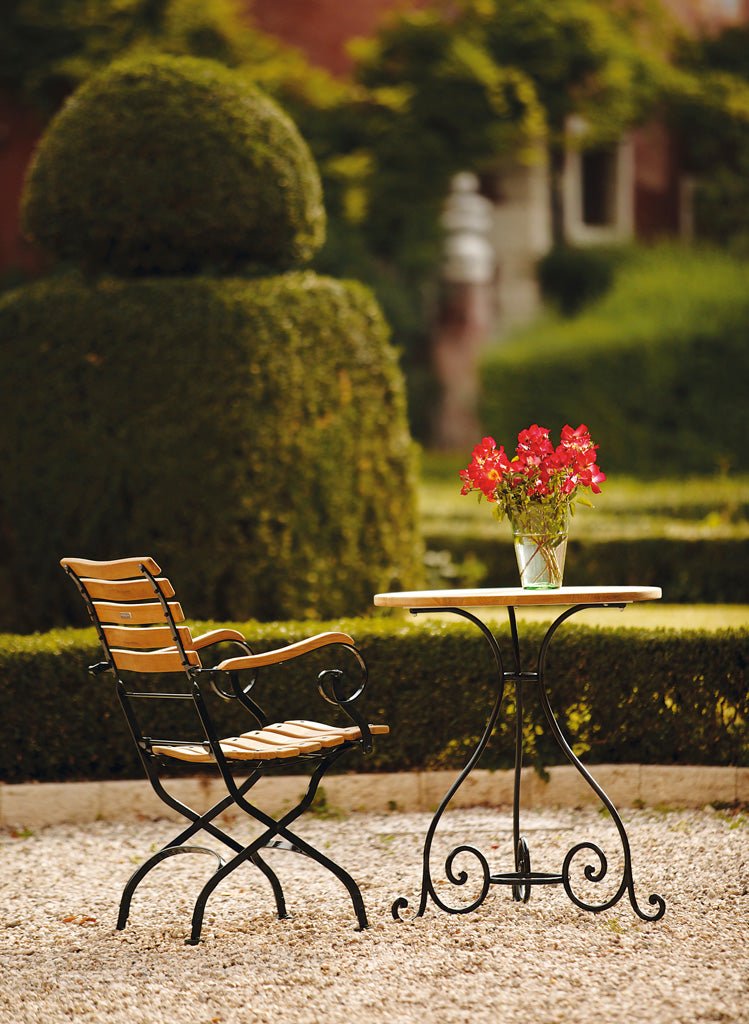 CLASSIC Sessel, Eisen graphitgrau, Lattung geschwungen