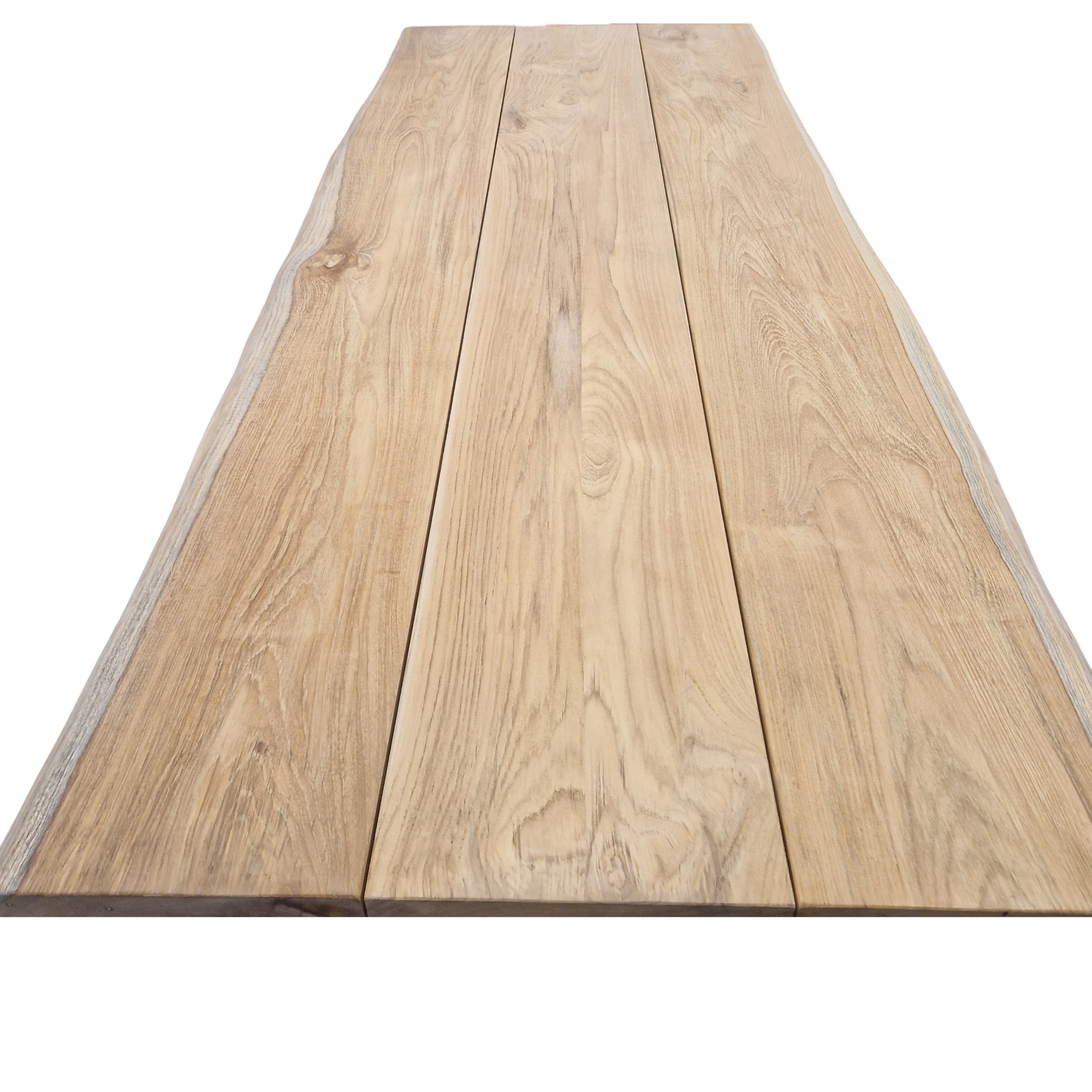 LACONA Esstisch Bohlen aus Teak massiv mit Baumkante mit Aluminium Wangen