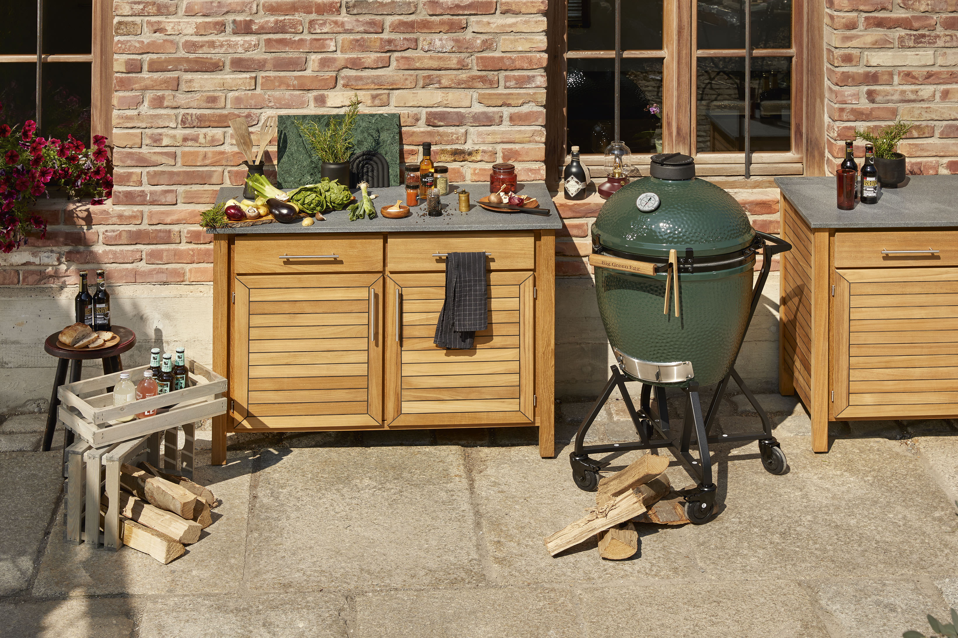 DECK 2er Element, 2 Türen, Granitplatte dunkelgrau