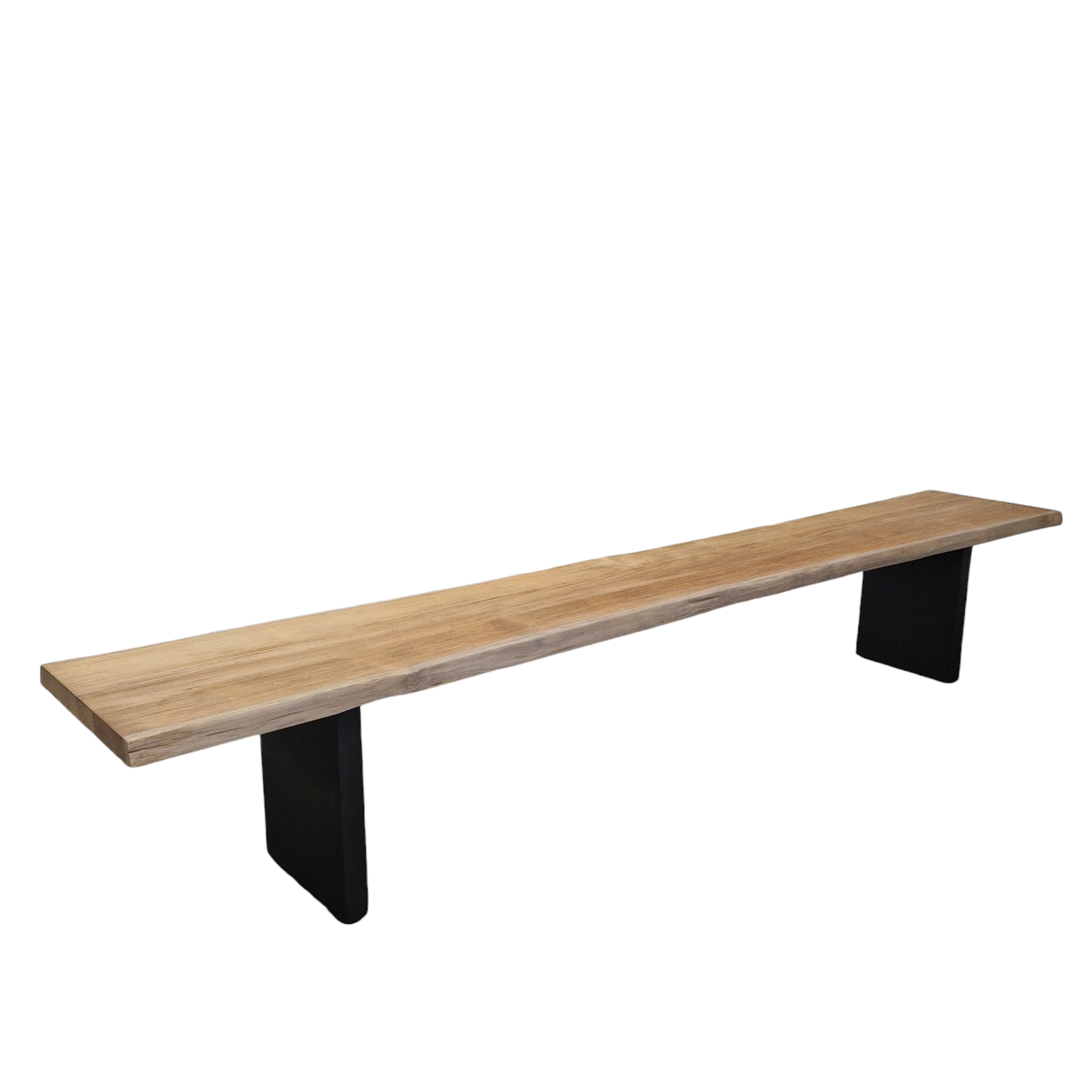 LACONA Essbank Bohlen aus Teak massiv mit Baumkante mit Aluminium Wangen