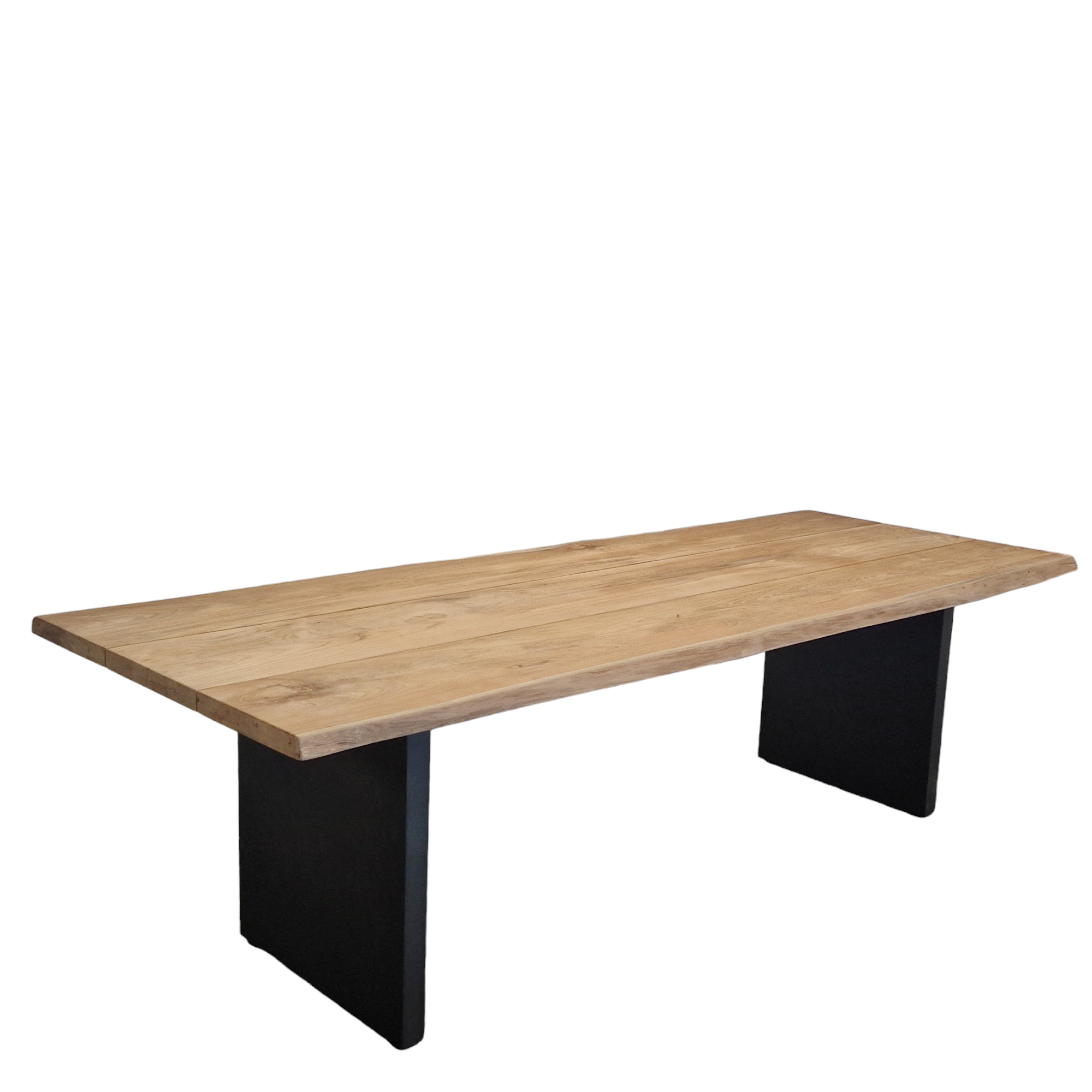 LACONA Esstisch Bohlen aus Teak massiv mit Baumkante mit Aluminium Wangen