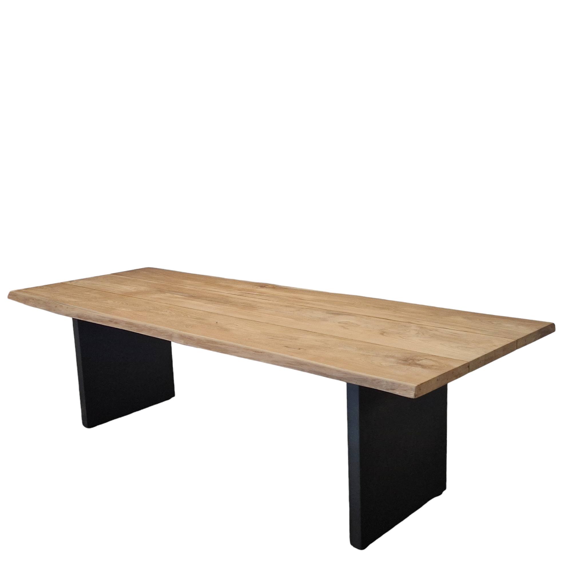 LACONA Esstisch Bohlen aus Teak massiv mit Baumkante mit Aluminium Wangen