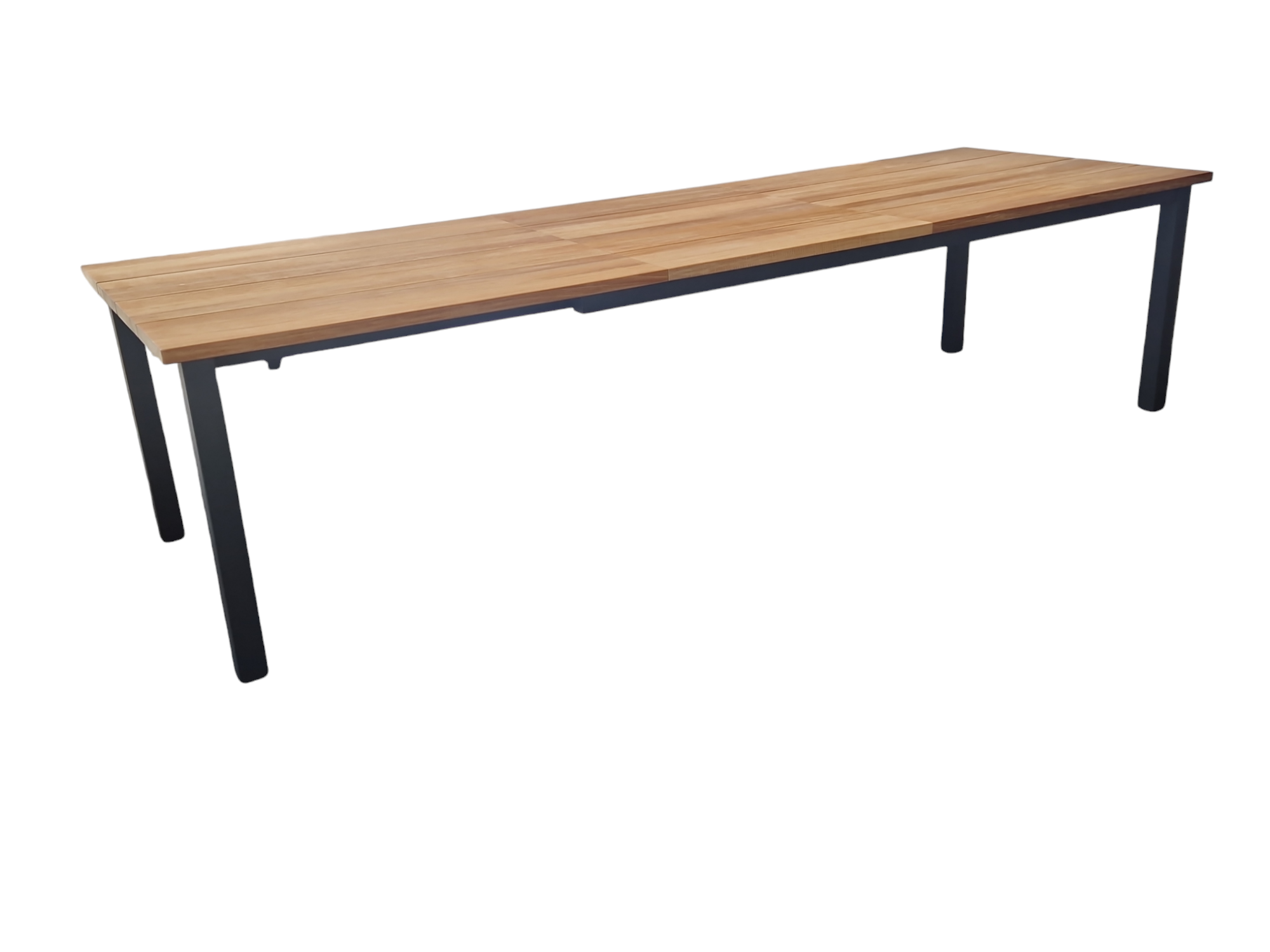 MATERA Ausziehtisch Teakholzbohlen mit Untergestell Edelstahl anthrazit