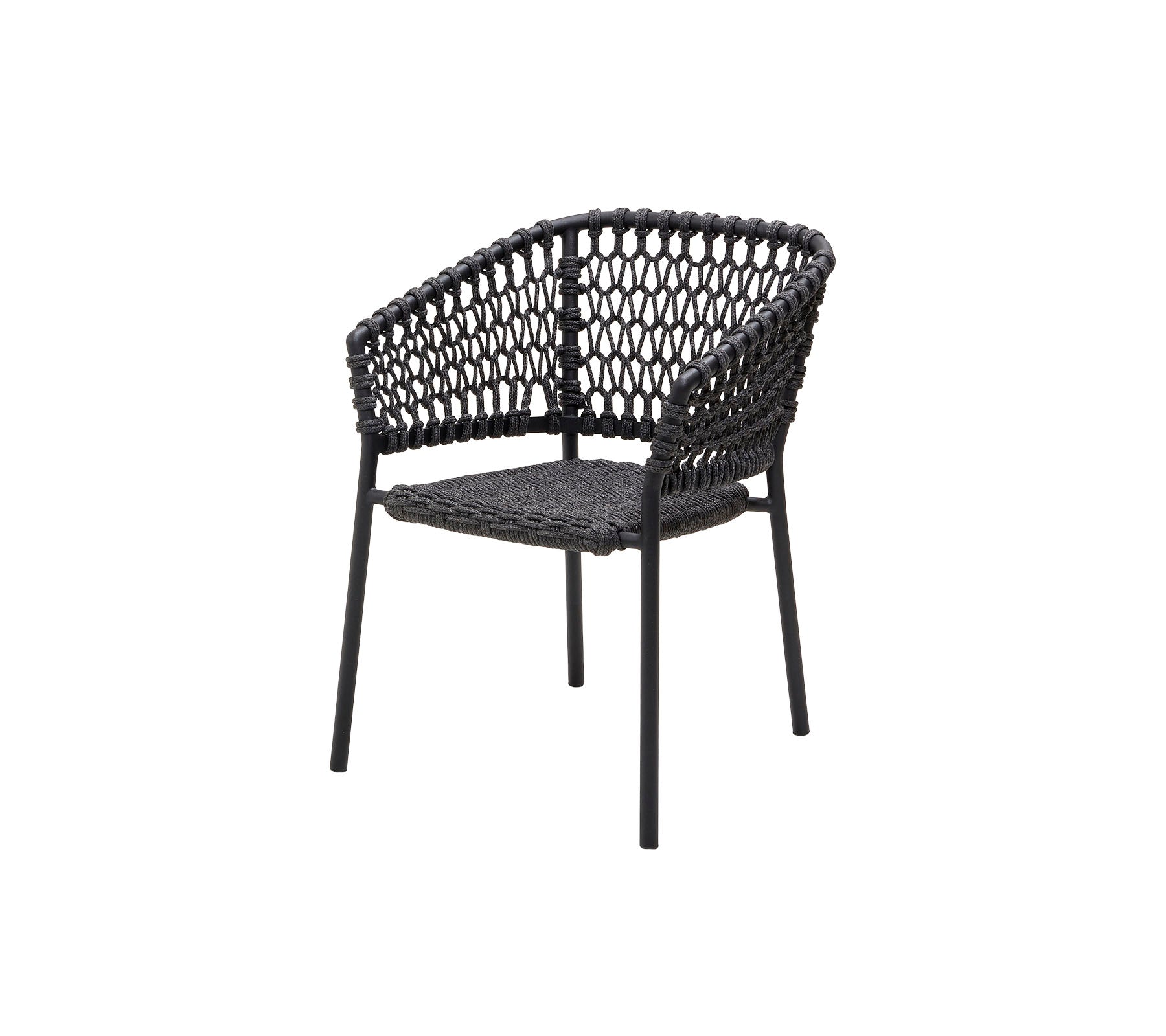 Ocean Dining Stapelsessel Dark grey Cane Line Softrope inkl. Kissensatz
