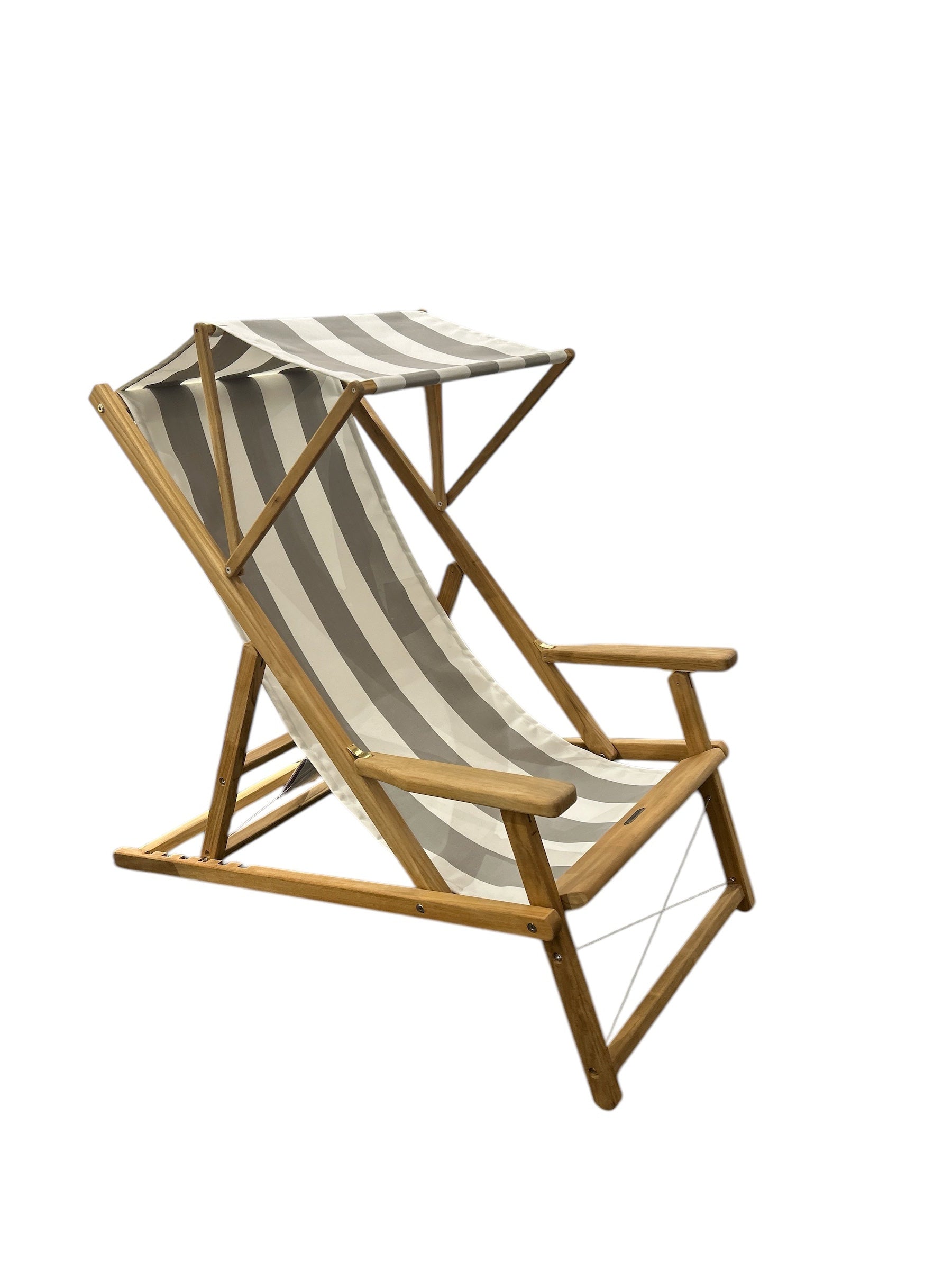 Cabin Deluxe Liegestuhl Teak / Acryl grau-weiß