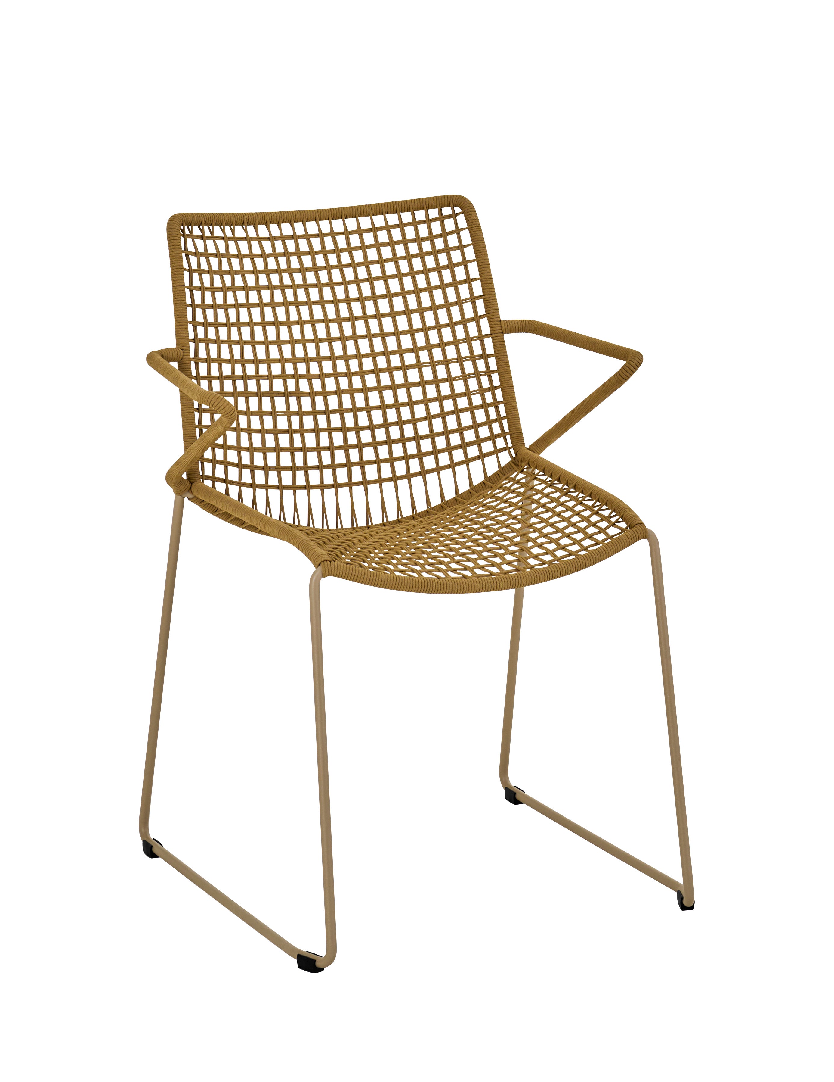 SLOPE Sessel Gestell perlbeige mit Kordelgeflecht sand