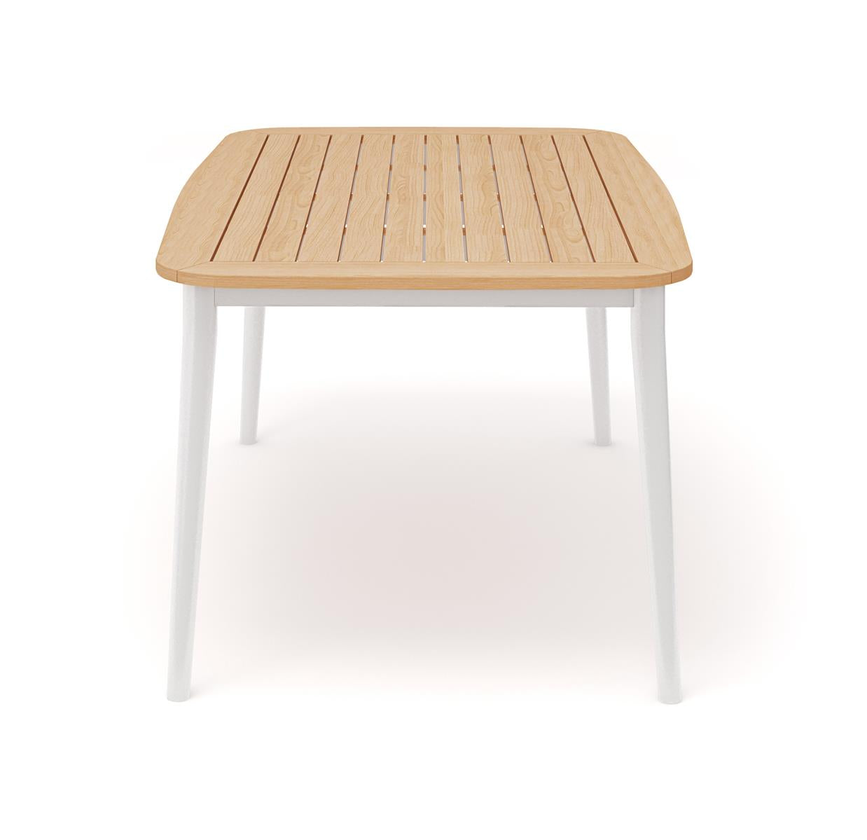 CHARLIE Esstisch Alu weiß mit Teakholzplatte 170 x 100