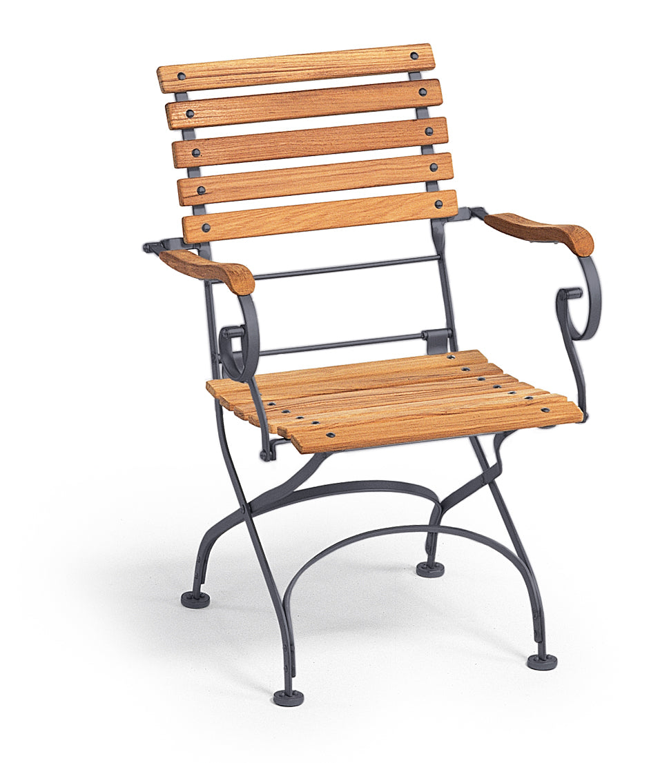 CLASSIC Sessel, Eisen graphitgrau, Lattung geschwungen