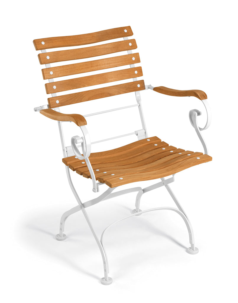 CLASSIC Sessel, Eisen weiß, Lattung geschwungen