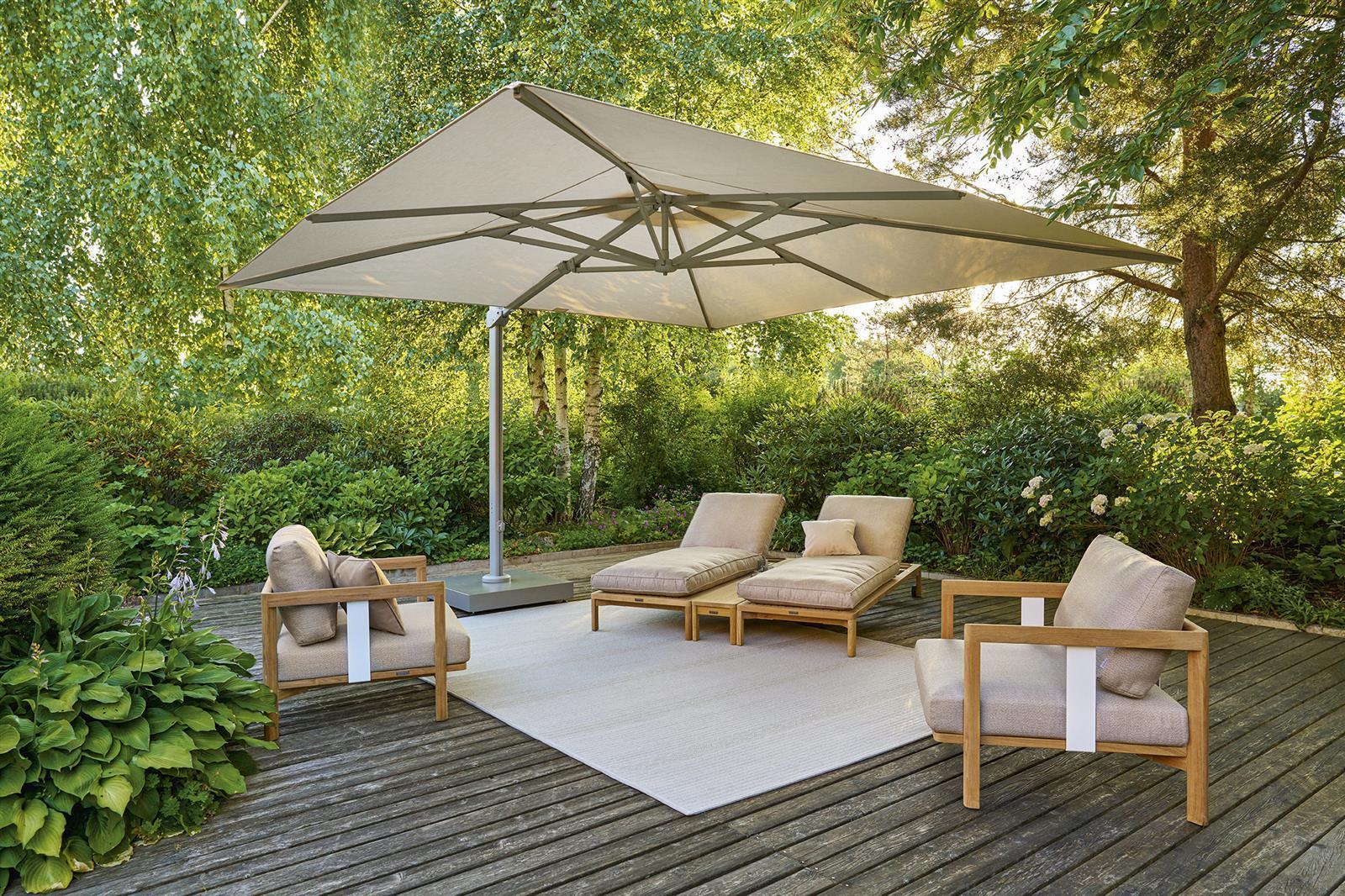 Freiarm Schirm 300 x 300 cm Gestell grau mit Acryl grau