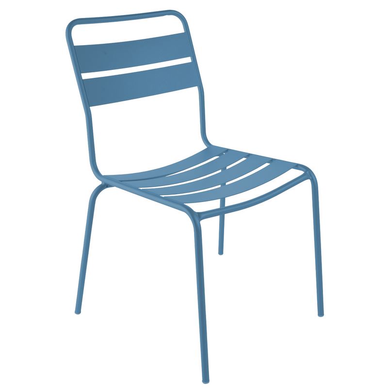 Glarus Metall Stuhl ohne Lehne pastellblau