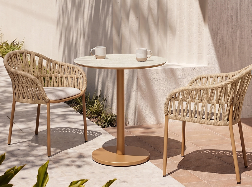 Nadia Sessel Teaklook Aluminium mit Rope camel