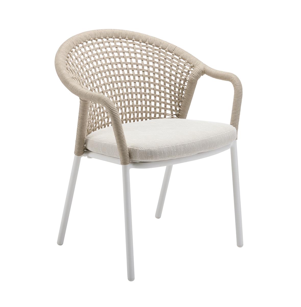 JOOY Stapelsessel ivory inkl. Sitzpolster - Alu String - Flex sand / beige
