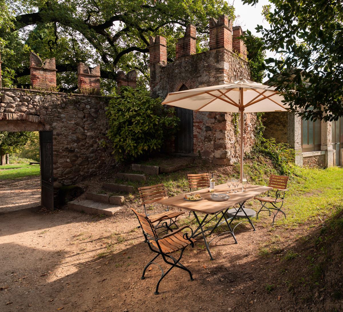 Klassiker Schirm Ø 350 mit Flaschenzug in natur