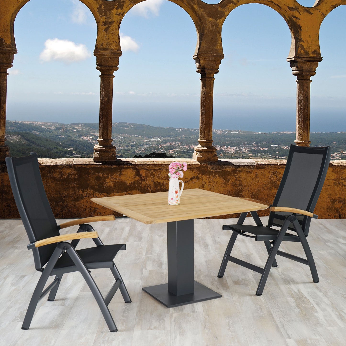 Kreta Multipositionssessel Teak AL, anthr/anthr.