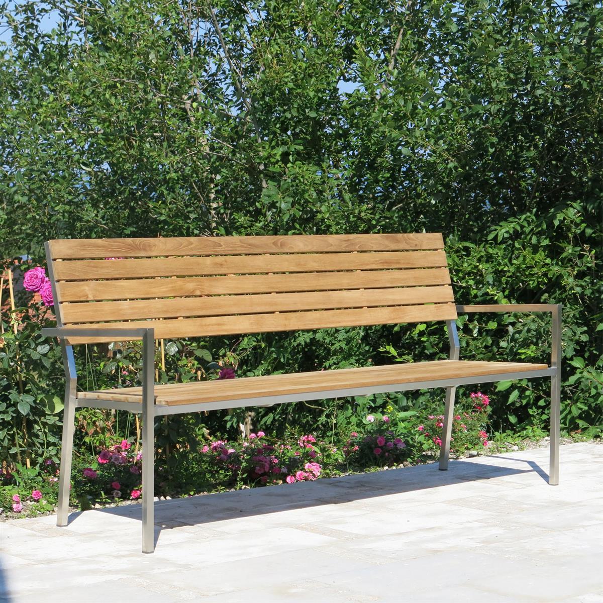 Linear Bank mit Arm- und Rückenlehne