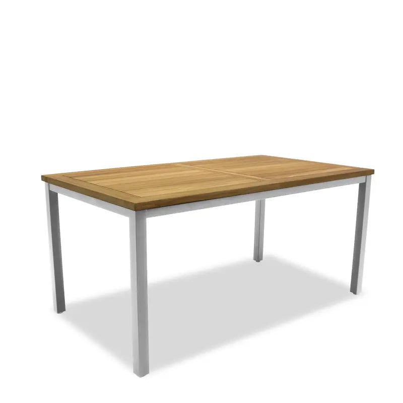 MANCHESTER Ausziehtisch Edelstahl mit Teak 160/220x90