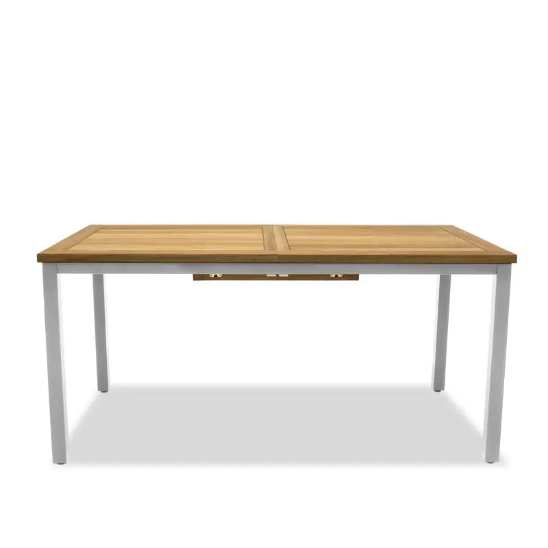 MANCHESTER Ausziehtisch Edelstahl mit Teak 160/220x100