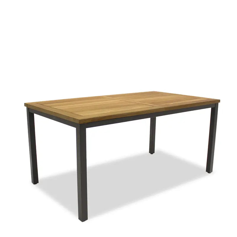 MANCHESTER Ausziehtisch Edelstahl anthrazit mit Teak 160/220x100