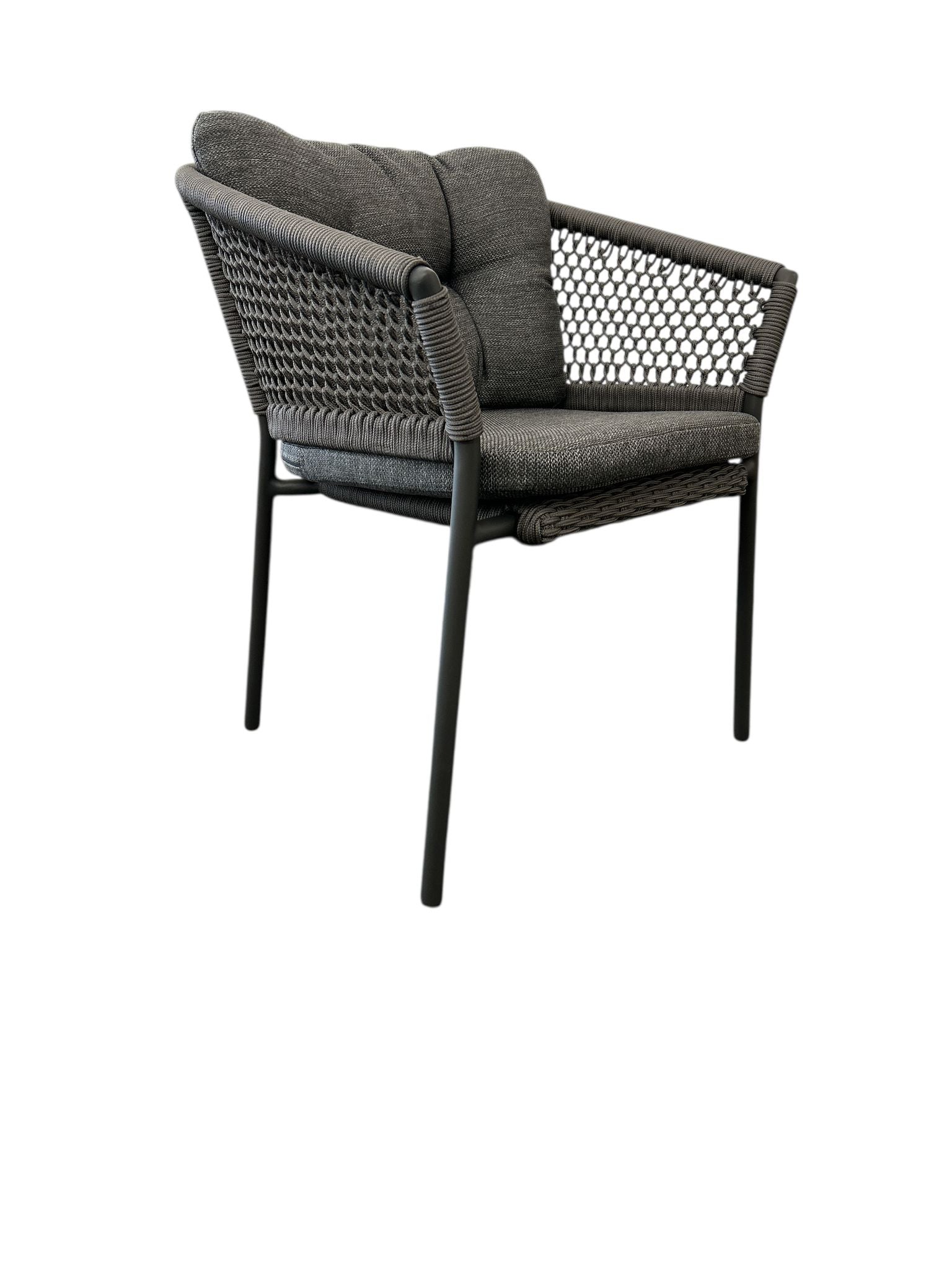 Pacific Stapelsessel Alu anthrazit mit Rope platin inkl Kissen