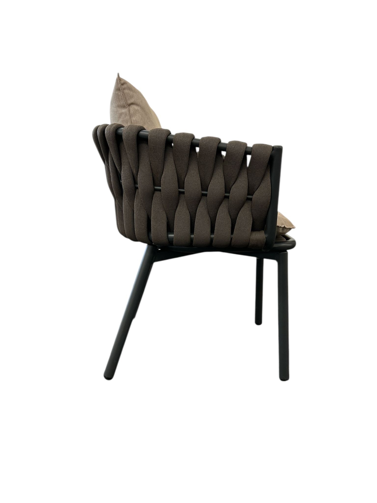 Provence Dining Sessel, anthrazit, Rope taupe inkl. Kissensatz