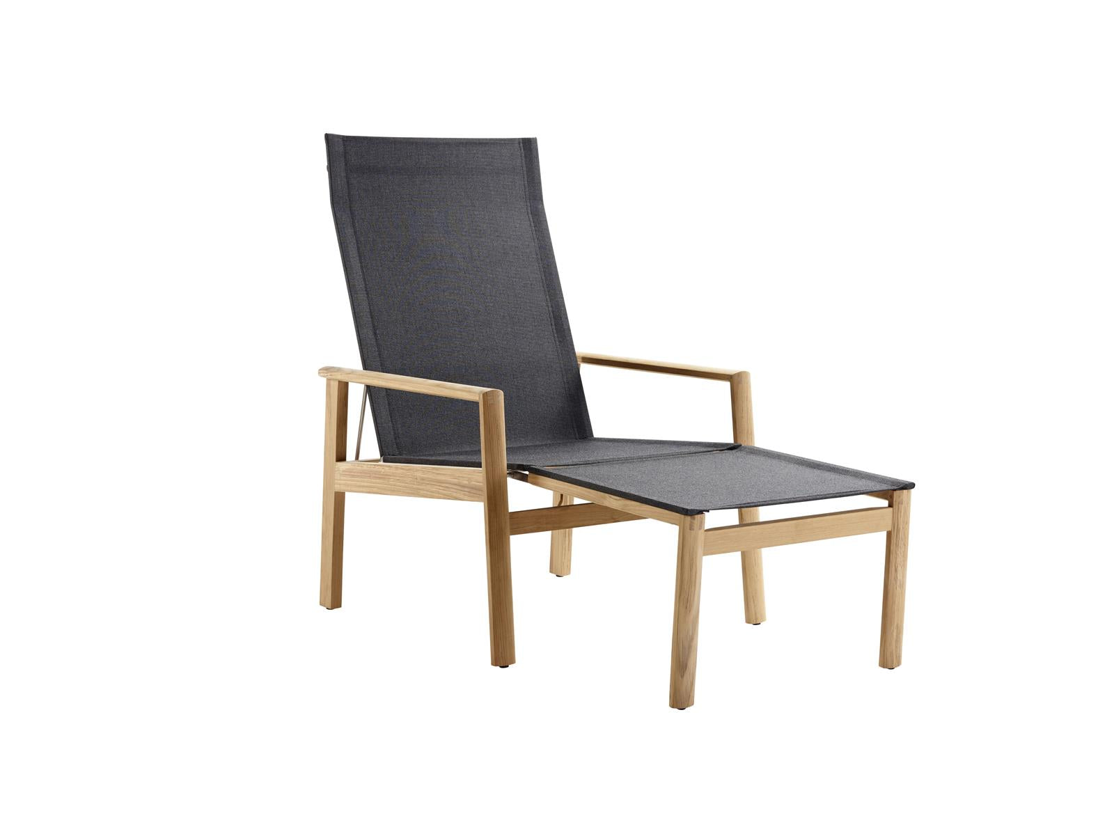 Safari Deckchair Teak softex coal