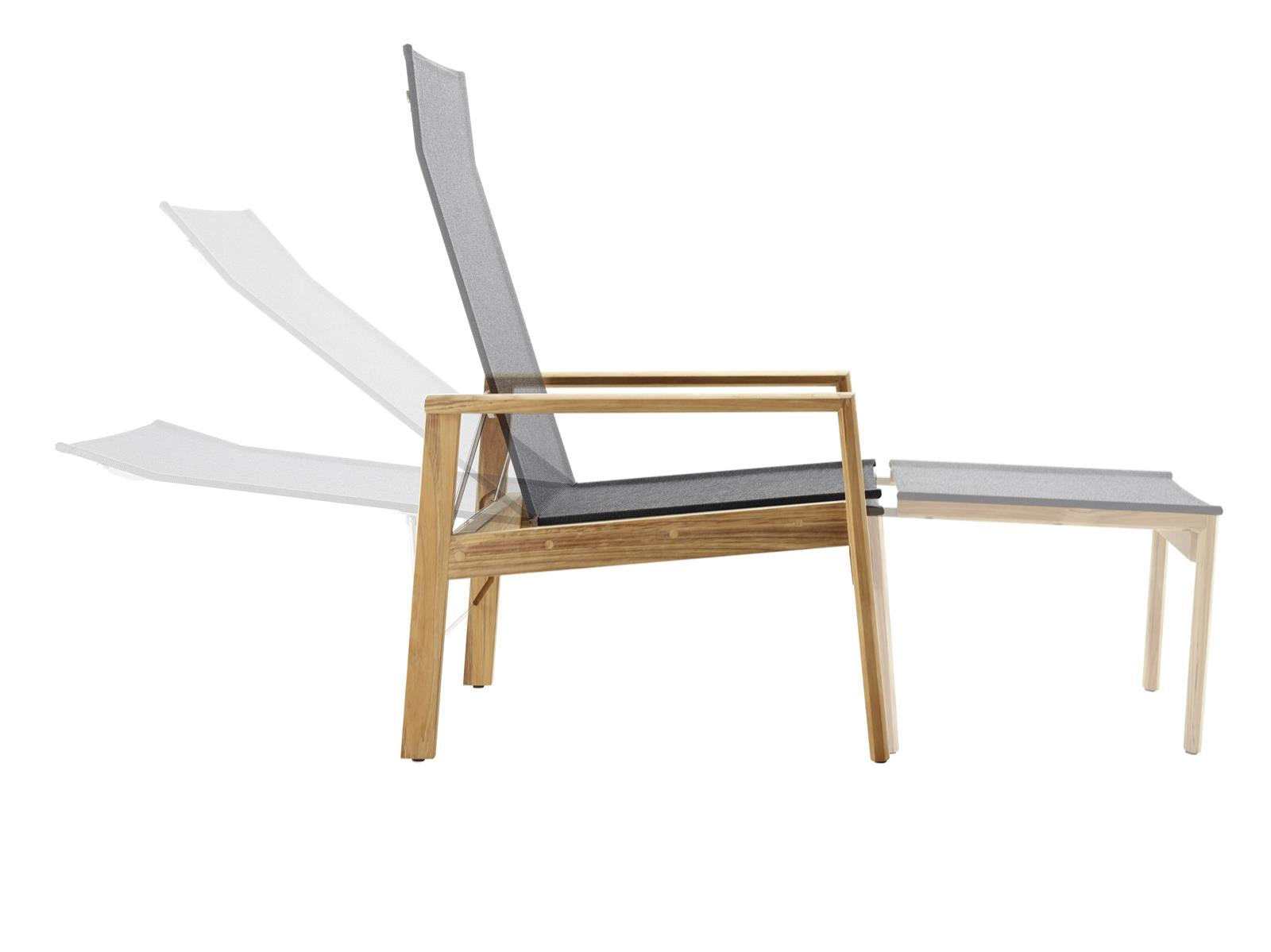 Safari Deckchair Teak softex coal