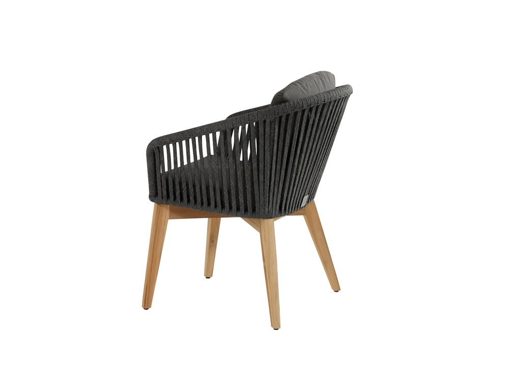 Santos Sessel black Rope mit Teak inkl. Kissen