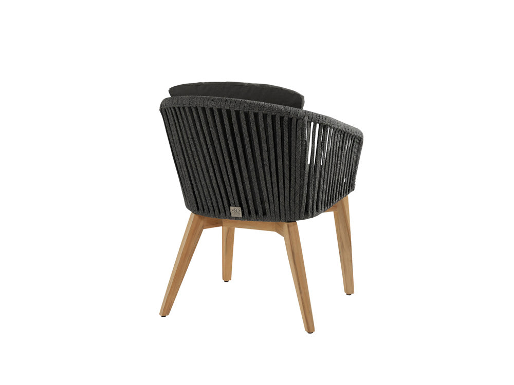 Santos Sessel black Rope mit Teak inkl. Kissen