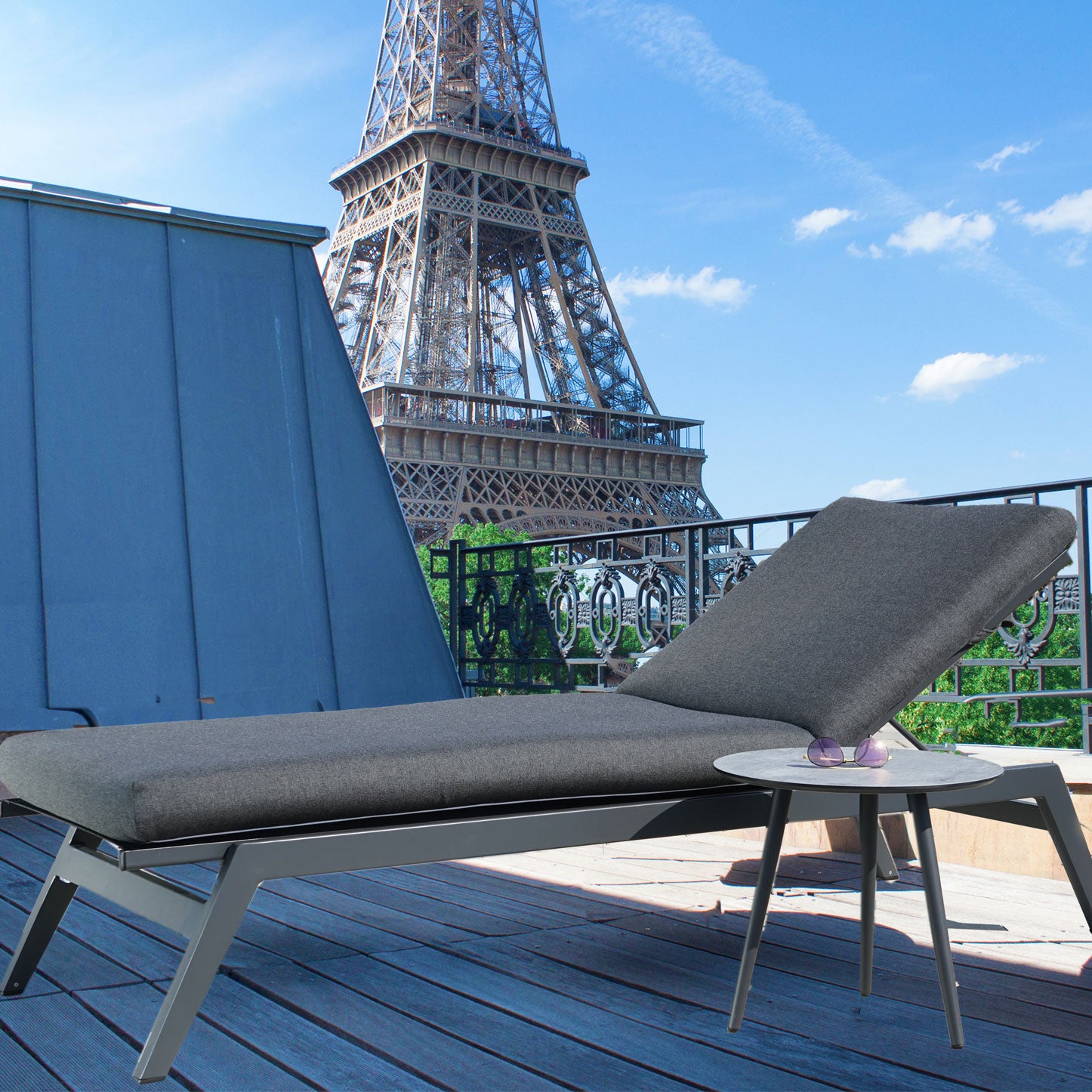 Scandic Sonnenliege, Alu anthrazit, Baty black