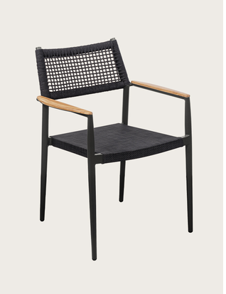 Vio Stapelsessel Alu anthrazit mit Teakarm und Batyline black