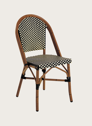 Perla Bistrostuhl Alu bamboo Geflecht ivory/black