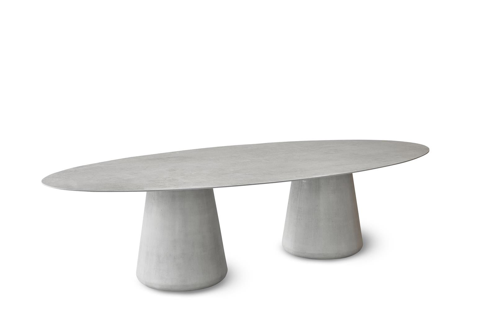 Queen Dining Tisch oval 240 x 120 cm Beton grey+Dekton kreta