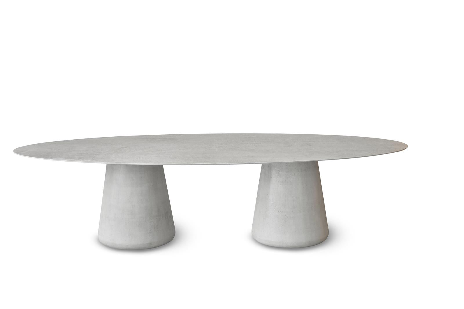 Queen Dining Tisch oval 240 x 120 cm Beton grey+Dekton kreta