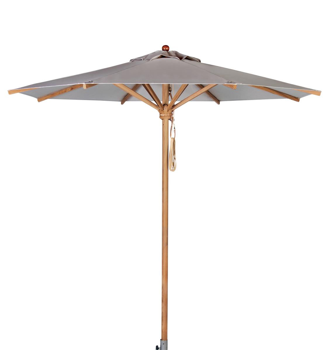 Teakschirm Ø300cm, mit Flaschenzug Acryl grau