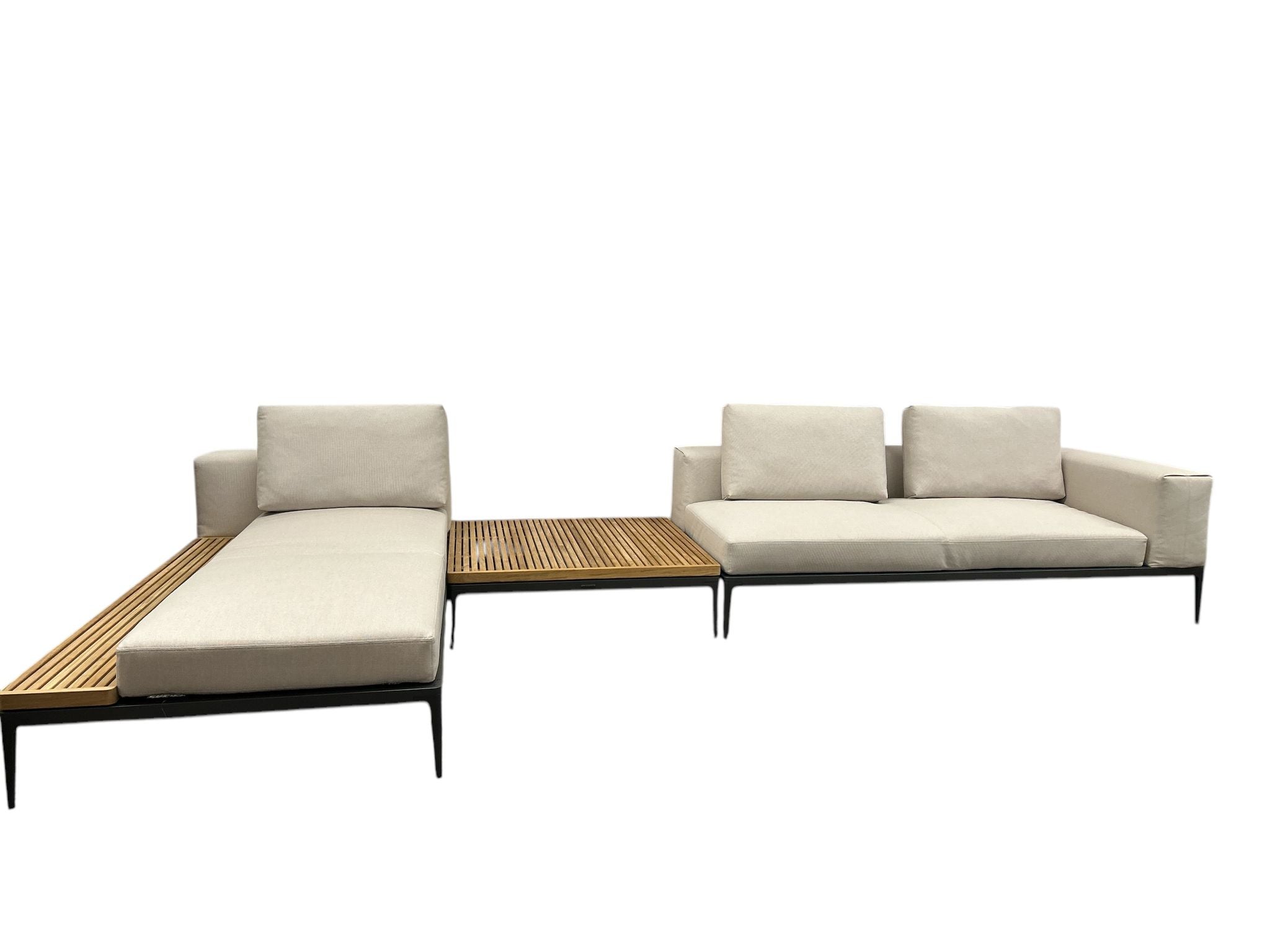GRID Lounge Meteor/Teak inkl. Kissen blend sand