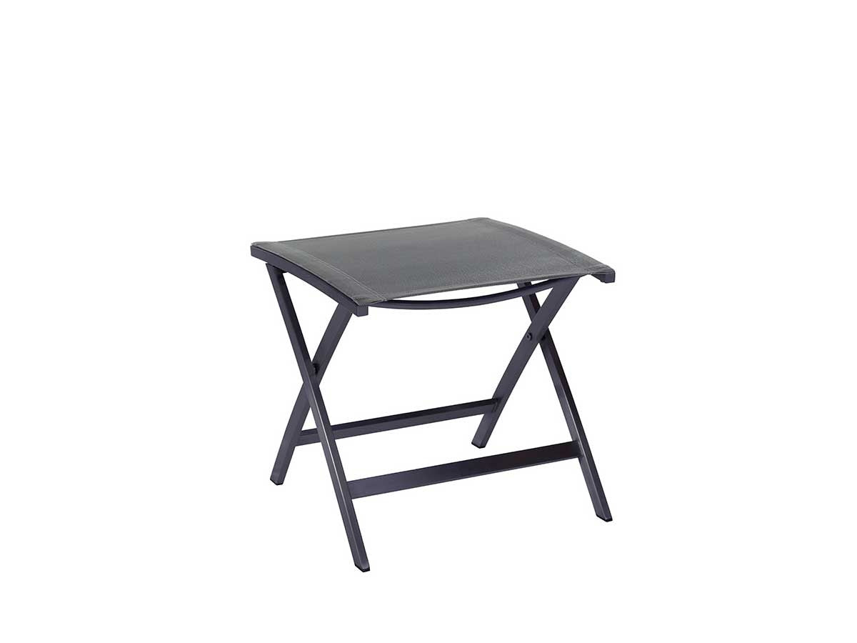 Valencia Fußhocker - Edelstahl-grau /Sling-Schwarz/Silber