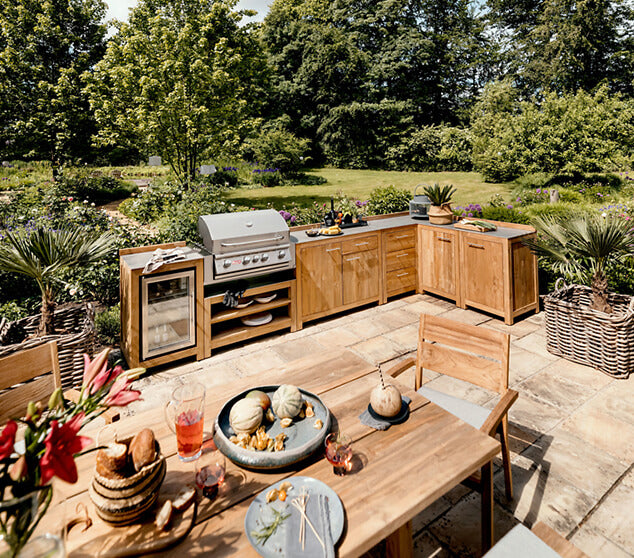 Outdoorküche Kühlschrank Teak/Edelstahl 60
