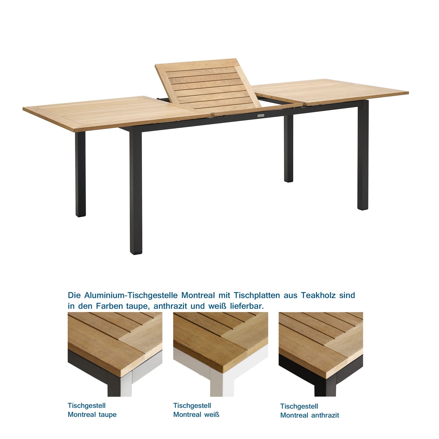 Montreal Ausziehtisch 50 mit Teakholz
