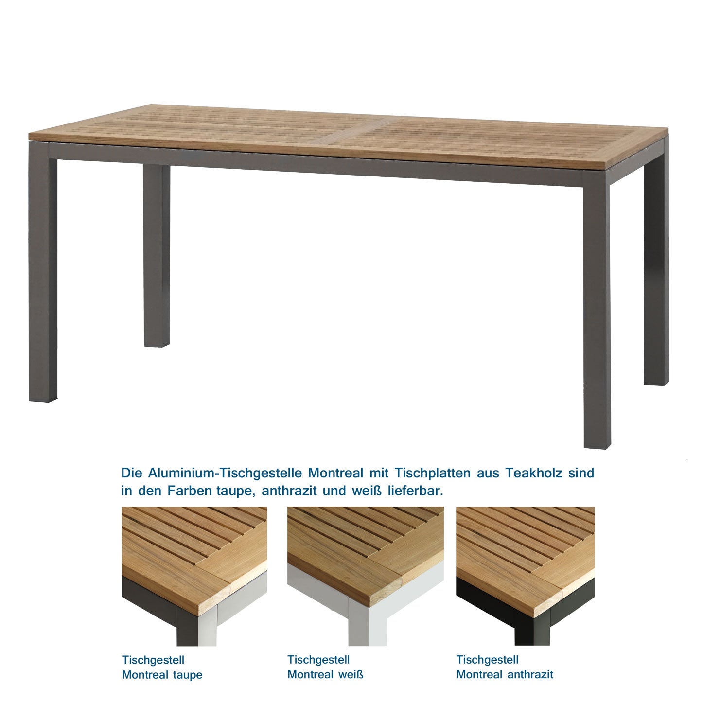 Montreal Esstisch mit Teakholzplatte