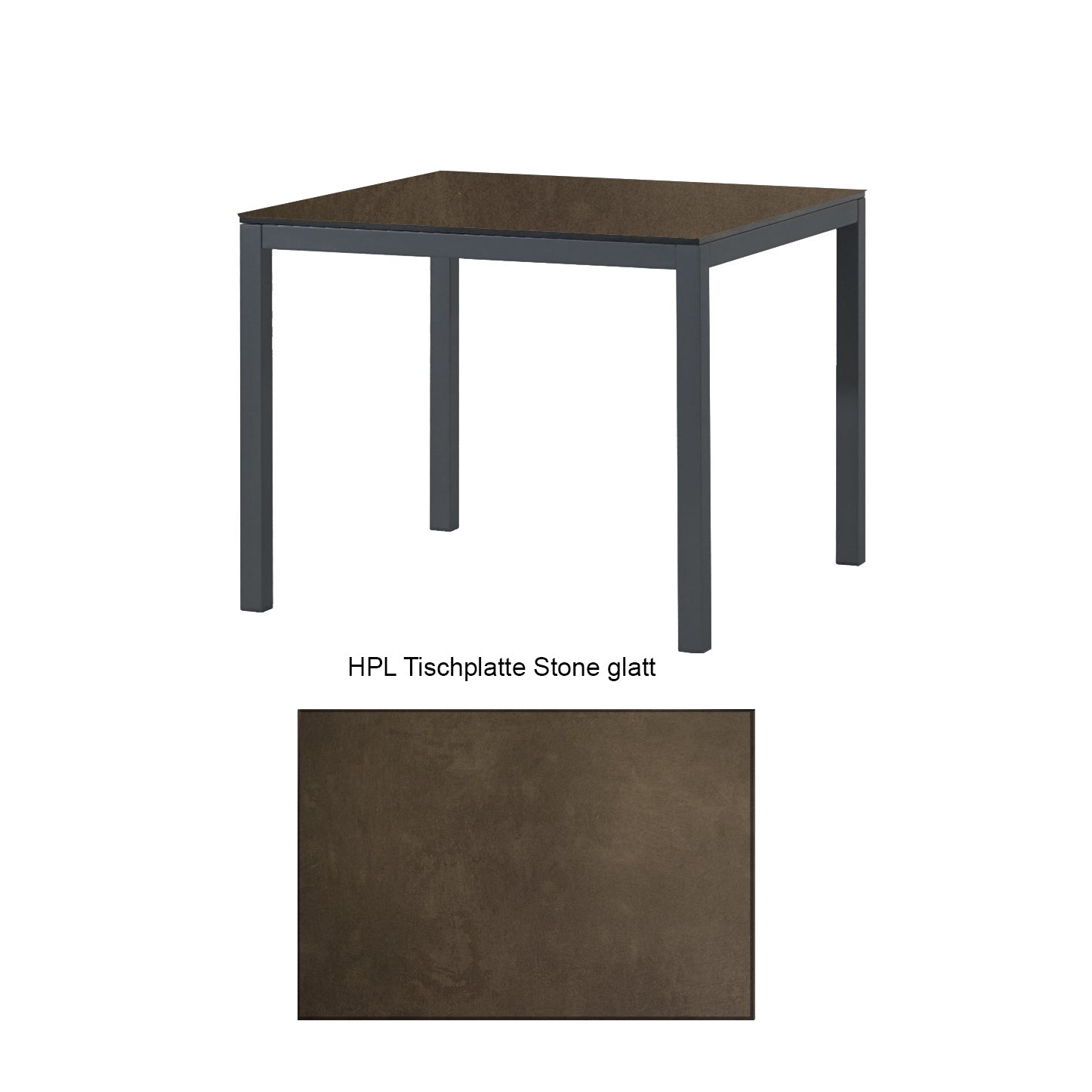 Montreal Tisch Aluminium anthrazit mit HPL