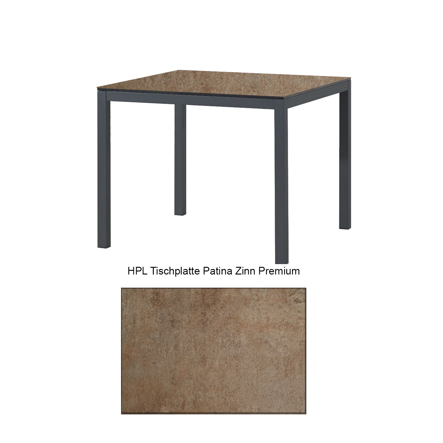 Montreal Tisch Aluminium anthrazit mit HPL