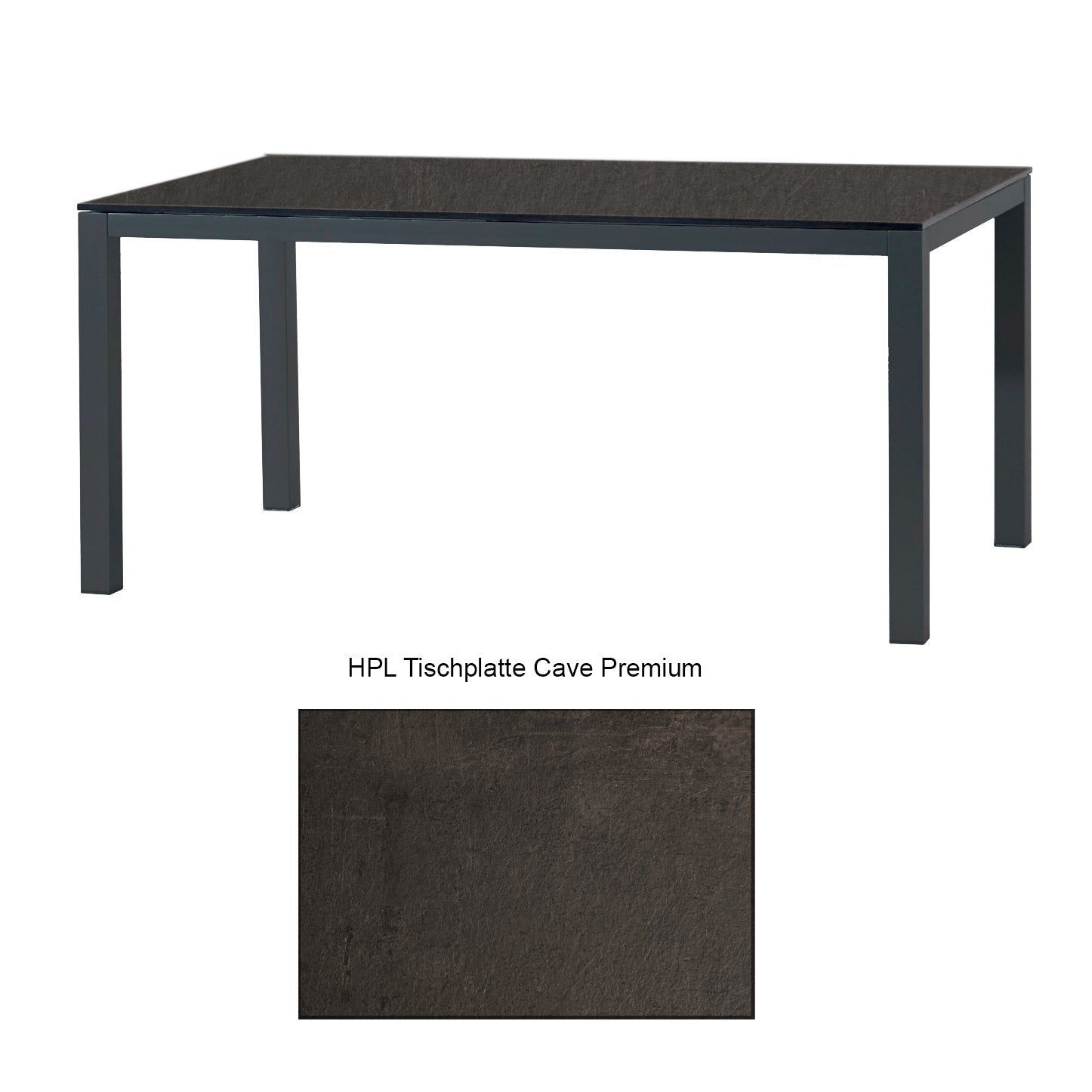 Montreal Tisch Aluminium anthrazit mit HPL