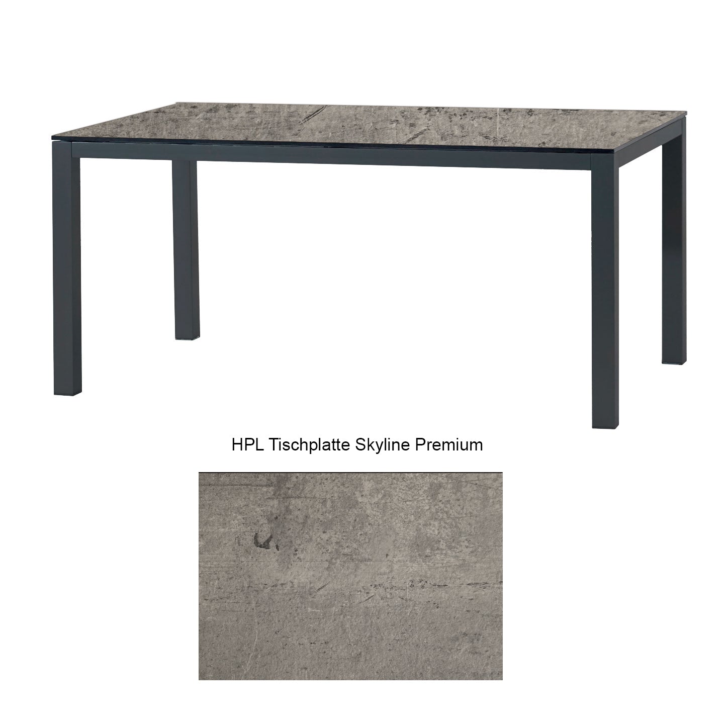 Montreal Tisch Aluminium anthrazit mit HPL