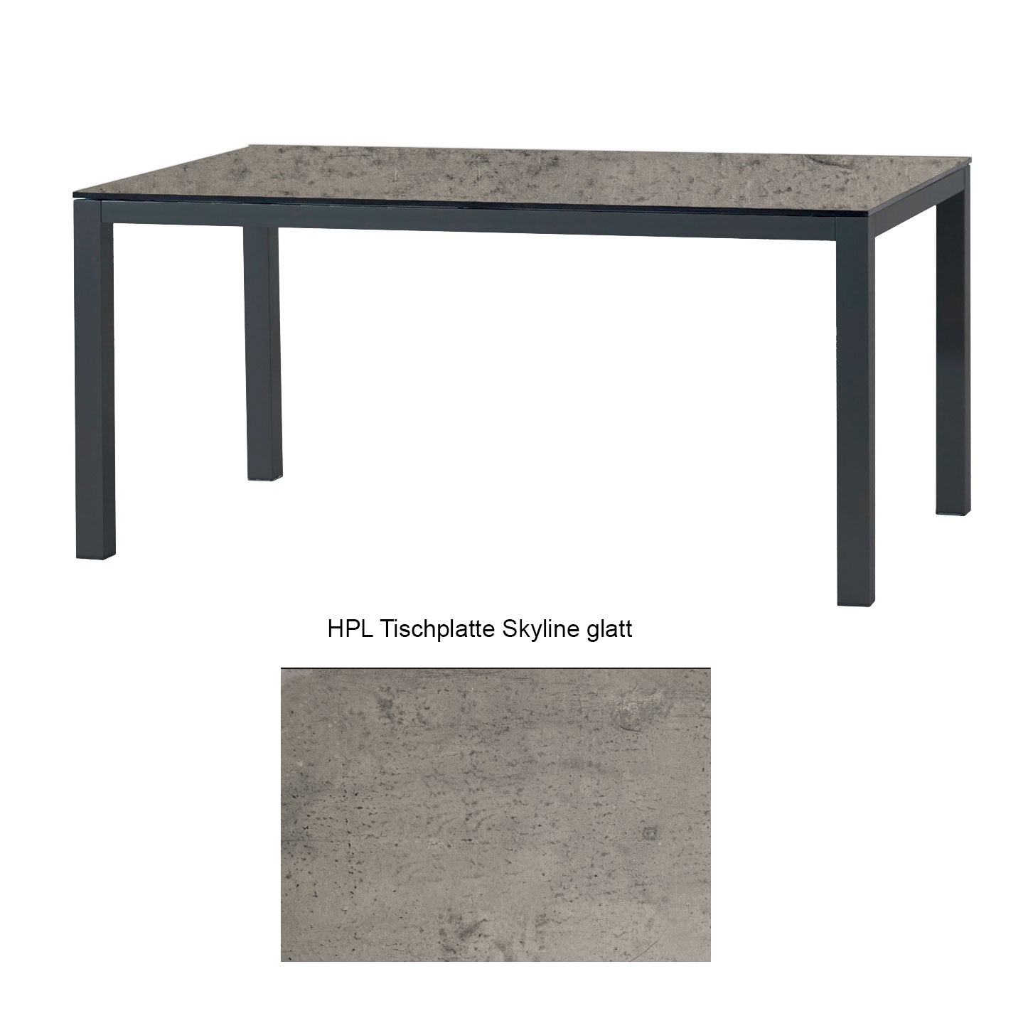 Montreal Tisch Aluminium anthrazit mit HPL