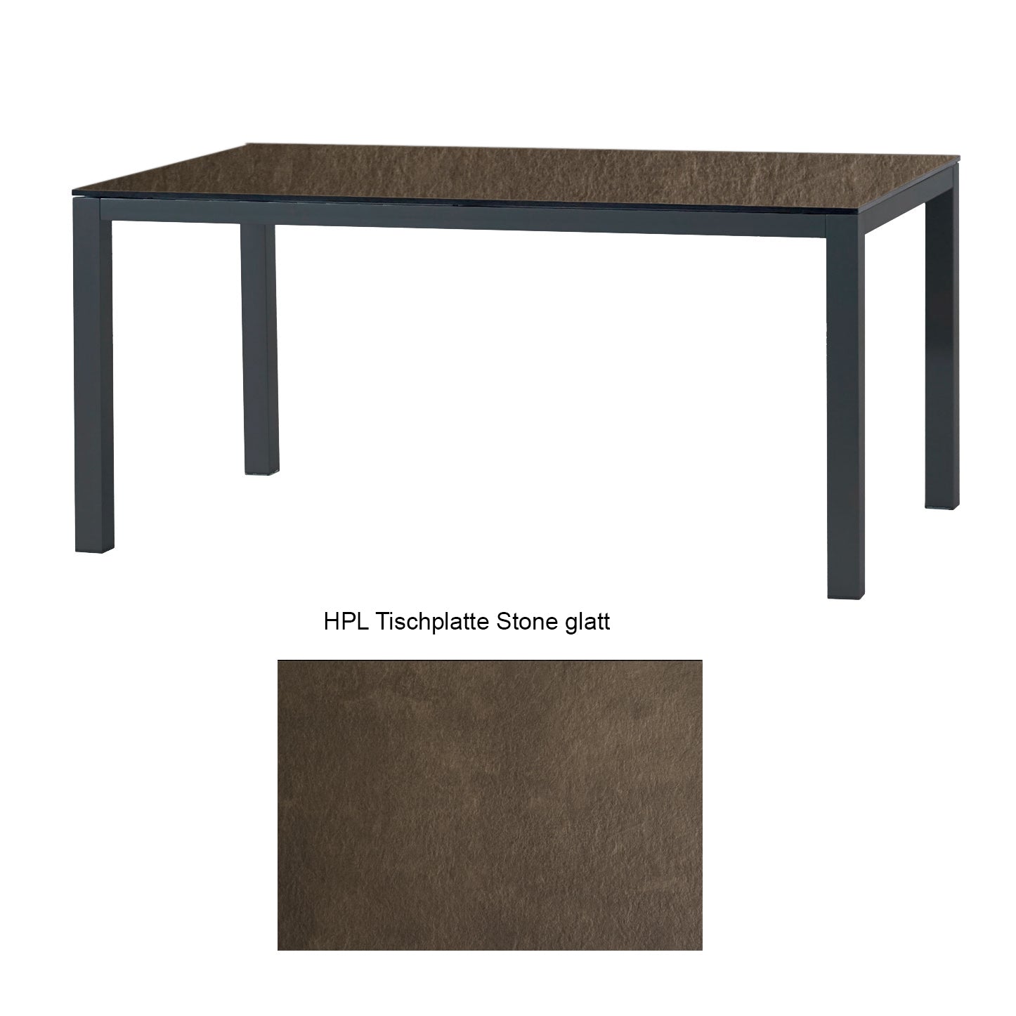 Montreal Tisch Aluminium anthrazit mit HPL